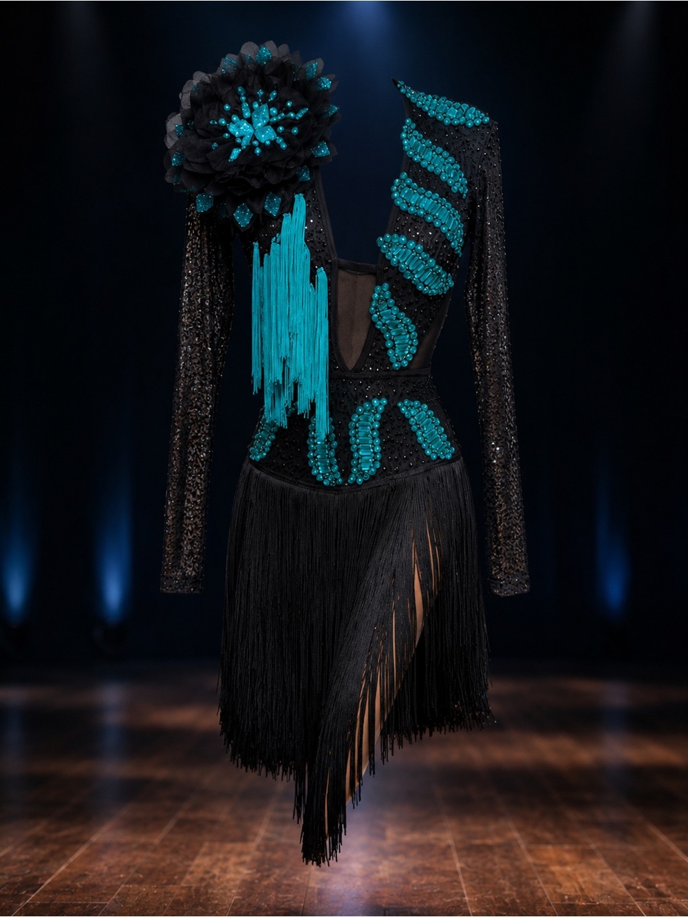 Latin/Rhythm Black Fringe Dance Dress